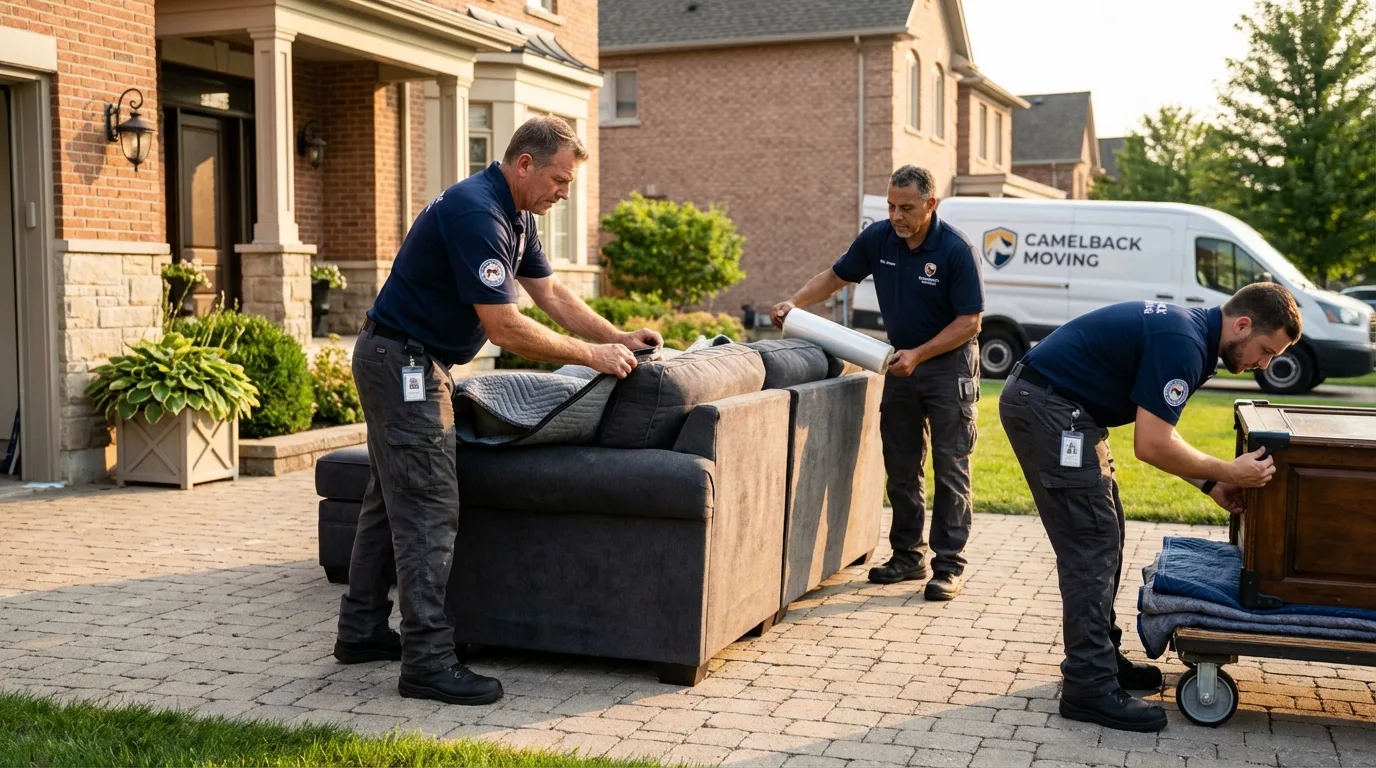 Large estate moving crew wrapping furniture in Taylor, NE